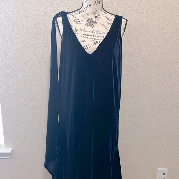 Jet Lag Vintage Great Gaspy Flapper Midnight Blue Dress with Attached Scarf - Picture 3 of 11